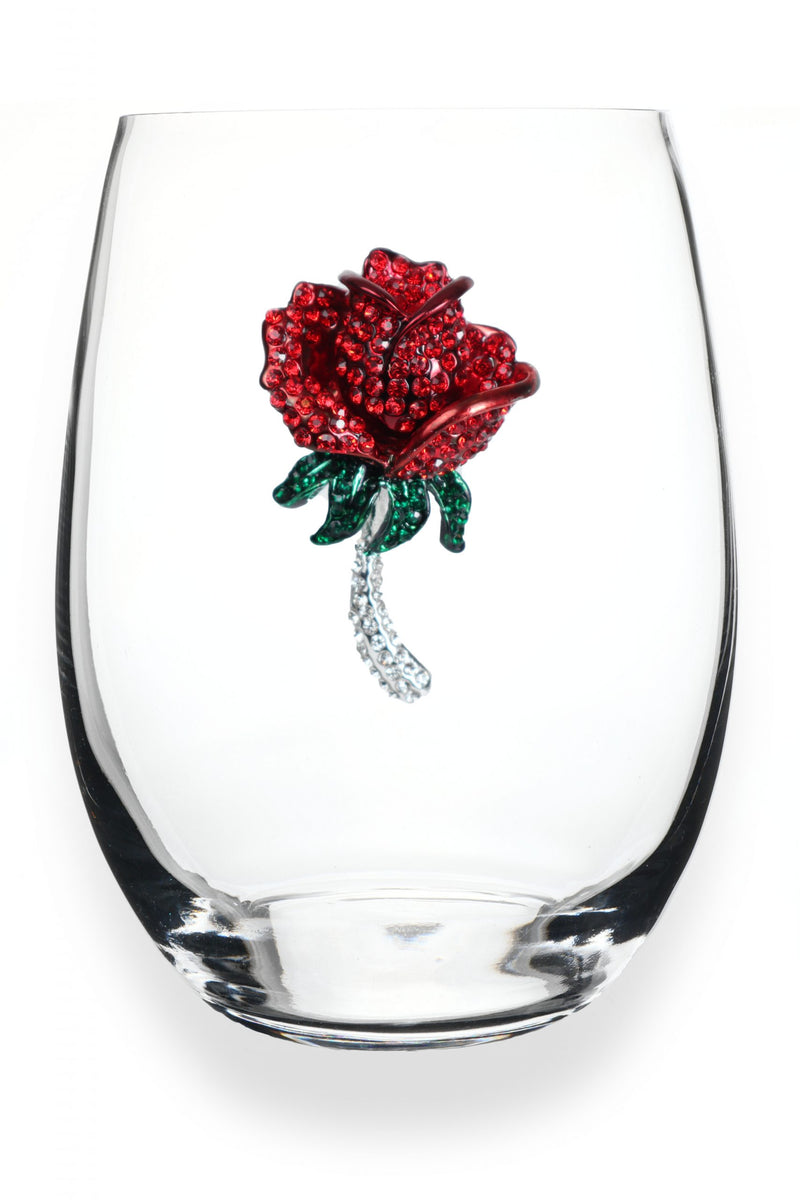 The "Red Rose" Stemless Wine Glass