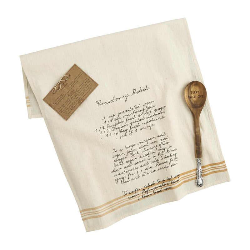 The "Cranberry Relish" Recipe Dish Towel and Spoon