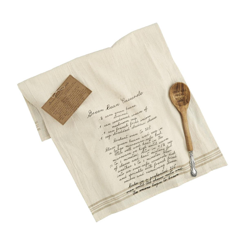 The "Green Bean" Recipe Dish Towel and Spoon Set