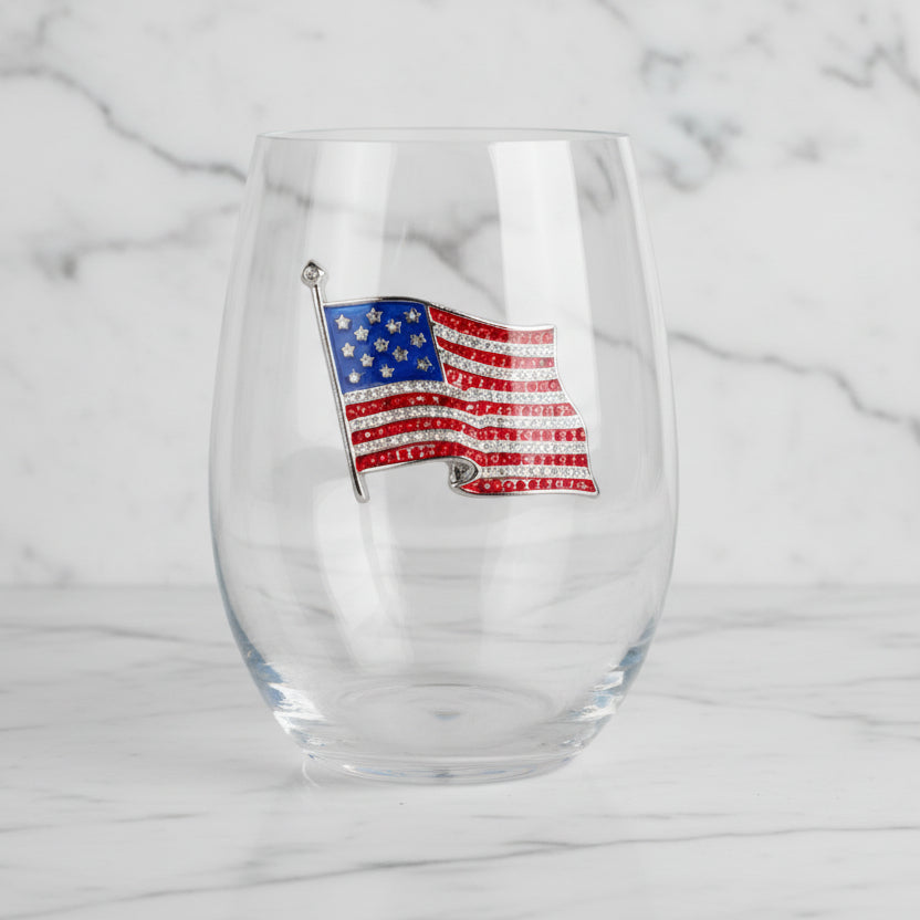 The "American Flag" Stemless Wineglass