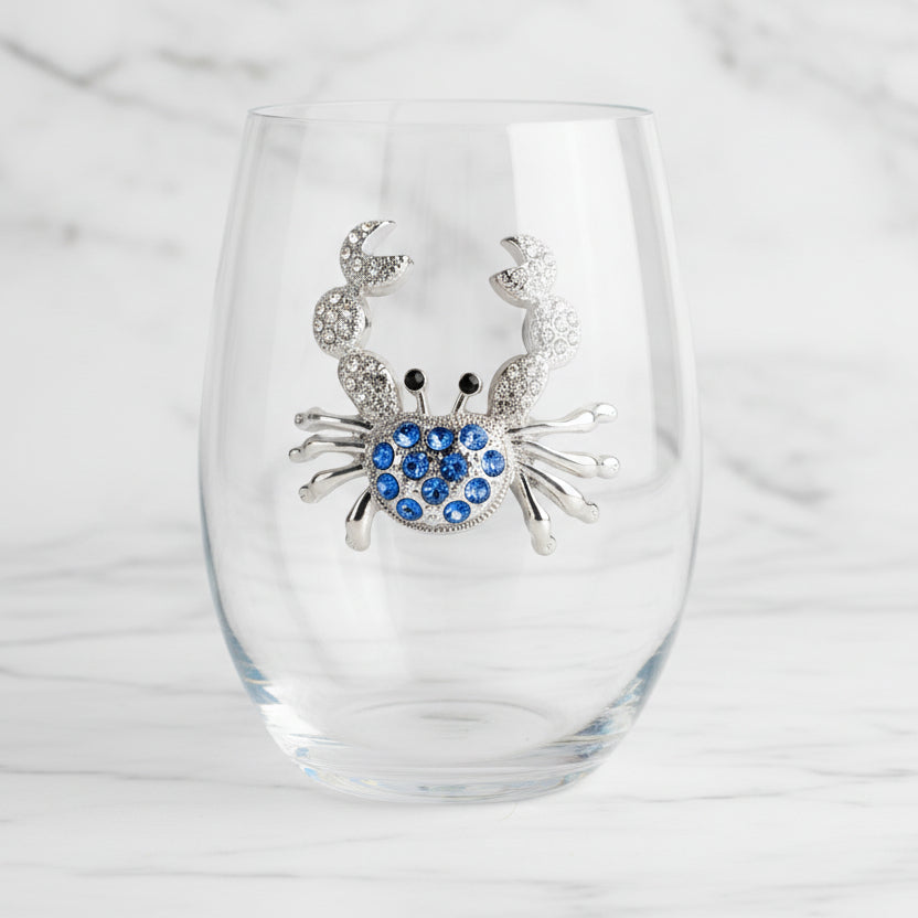 The "Blue Crab" Stemless Wineglass