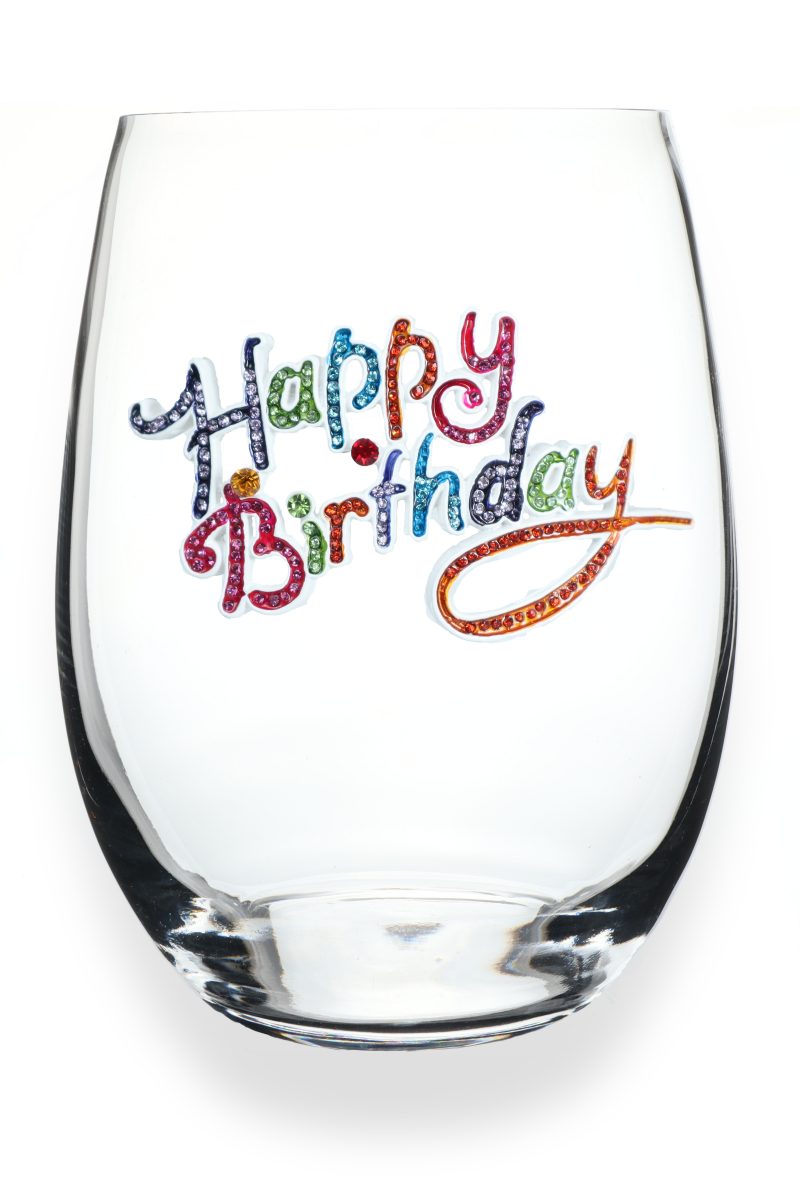 The "Happy Birthday" Stemless Wine Glass