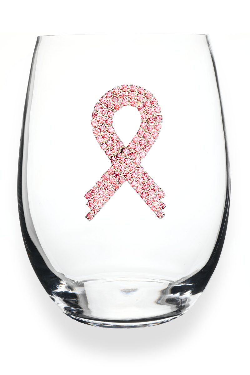 The "Pink Ribbon" Stemless Wineglass