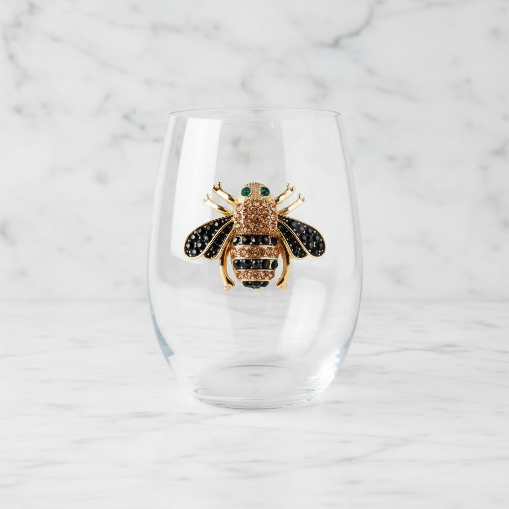 The "Queen Bee" Stemless Wineglass