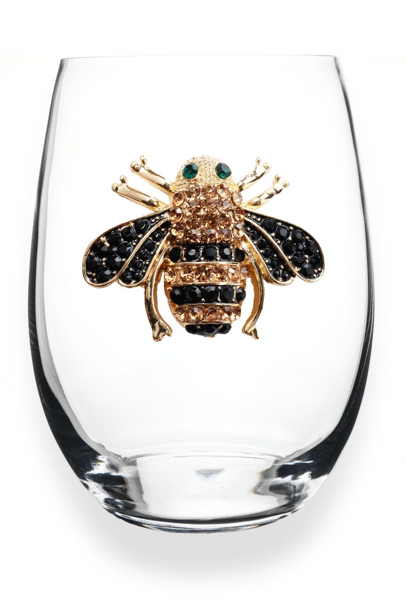 The "Queen Bee" Stemless Wine Glass