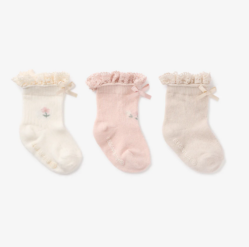 The "Floral Ankle" Non Slip Baby Socks Set