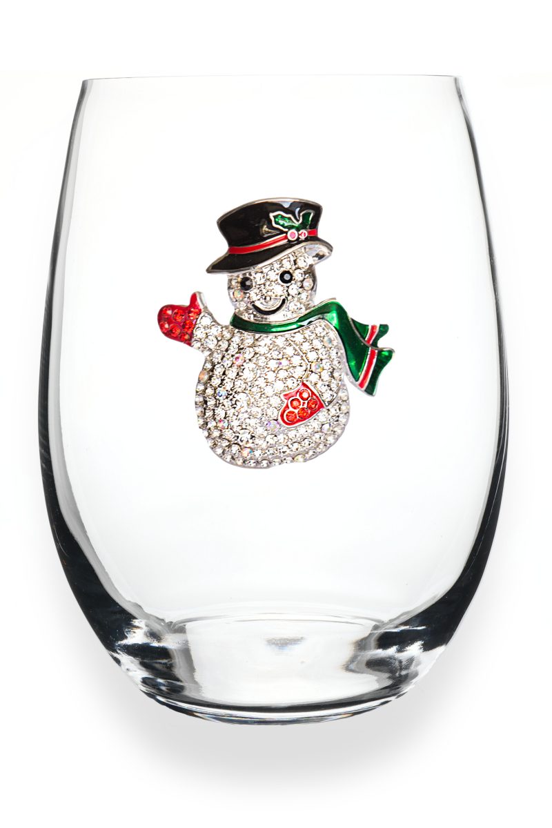 The "Snowman" Stemless Wine Glass